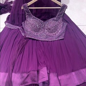 Purple Lengha with Waist Belt